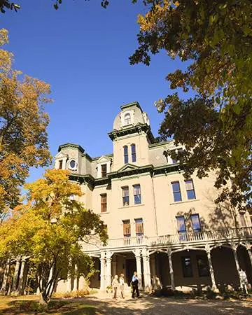 The exterior of a mansion