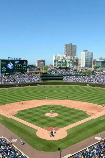 A baseball stadium filled with people